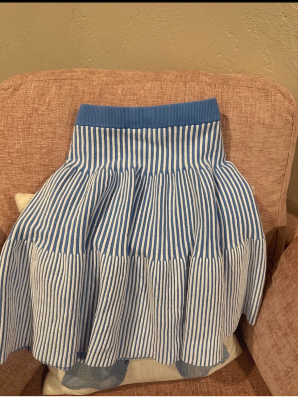Blue and White Striped Tiered Women's sweater Skirt